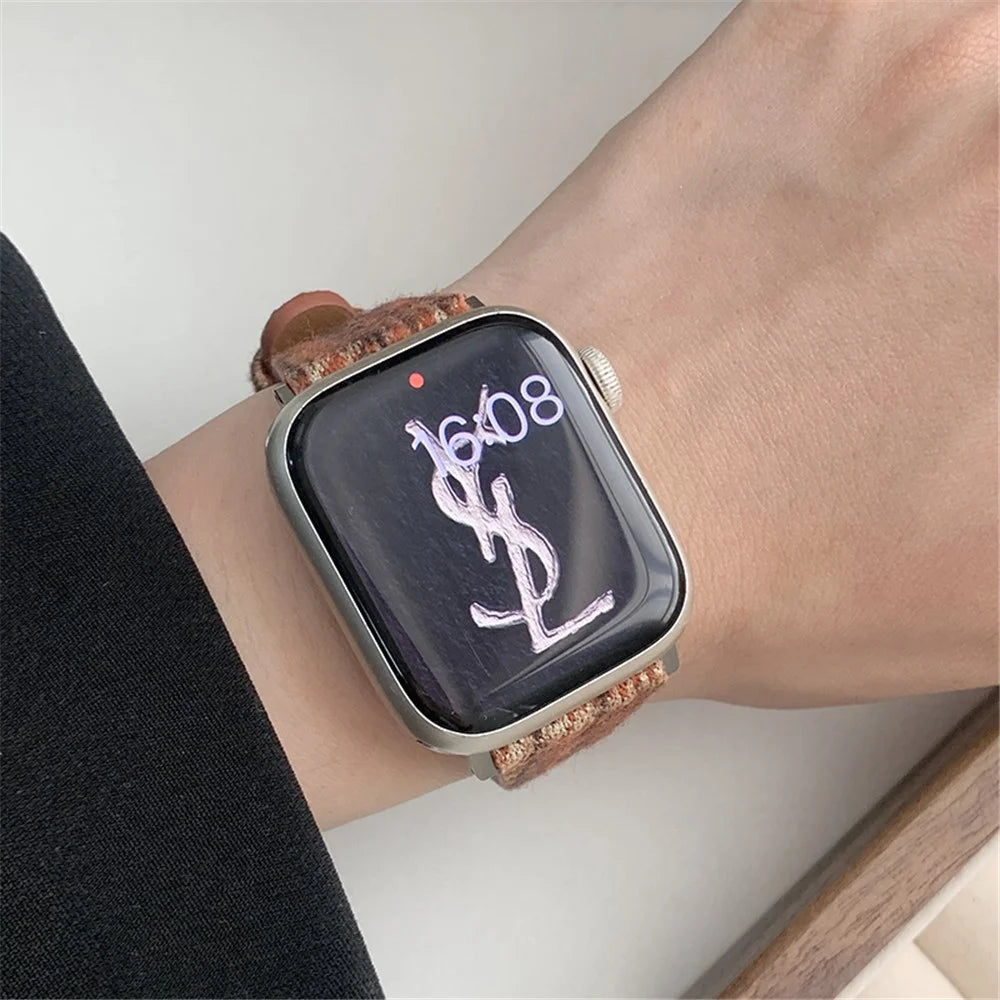 For Apple Watch Series 11 10 42mm / 9 8 7 41mm / SE3 SE2 SE 6 5 4 40mm / 3 2 1 38mm Woolen Replacement Band - Brown - 2