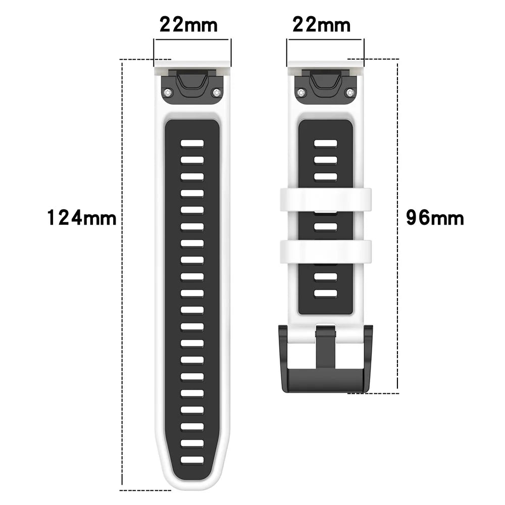 For Garmin Fenix 7 / 7 Pro 47mm / 6 / 6 Pro QuickFit 22mm Watch Band Dual Color Silicone Strap - Olive Green+Black - 4