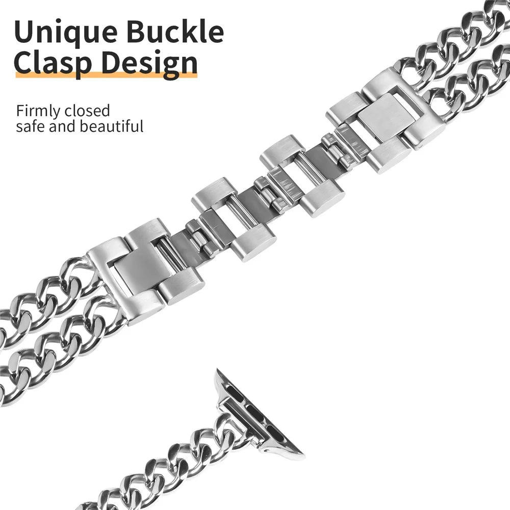 For Apple Watch Ultra 3 2 1 49mm / Series 11 10 46mm / 9 8 7 45mm / SE3 SE2 SE 6 5 4 44mm / 3 2 1 42mm Stainless Steel Band - Silver - 2