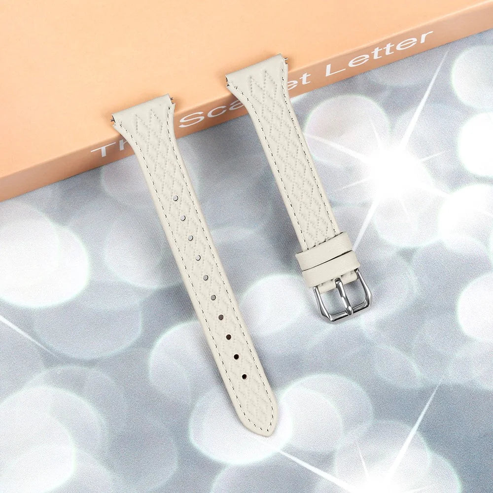 Genuine Cow Leather Band for Garmin Forerunner 645 / 645 Music Rhombus Imprinted Watch Strap - Apricot - 3
