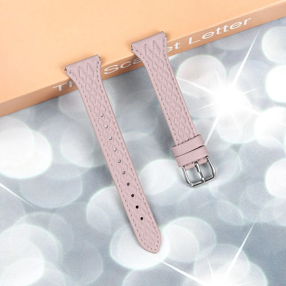 For Samsung Galaxy Watch FE 40mm / Watch4 / Watch4 Classic / Watch4 Active / Watch 5 / 5 Pro Top-Layer Cow Leather Watch Band - Pink - 3