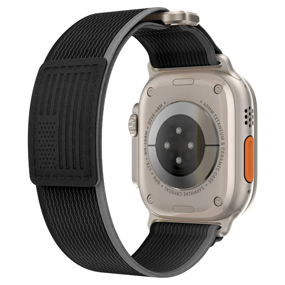 For Apple Watch Ultra 3 2 1 49mm / Series 11 10 46mm / 9 8 7 45mm / SE3 SE2 SE 6 5 4 44mm / 3 2 1 42mm Braided Loop Strap, Size: L - Black+Grey - 1