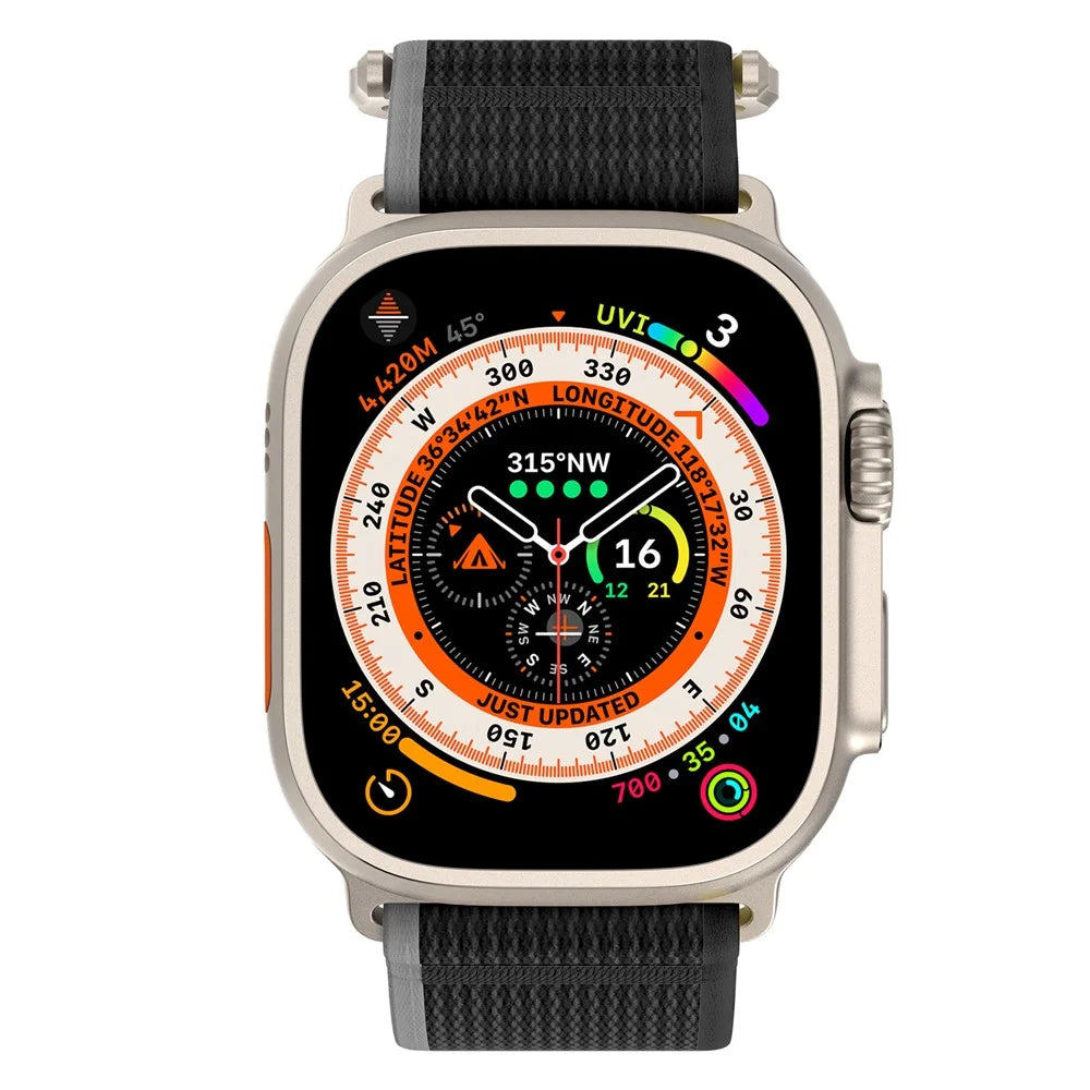 For Apple Watch Ultra 3 2 1 49mm / Series 11 10 46mm / 9 8 7 45mm / SE3 SE2 SE 6 5 4 44mm / 3 2 1 42mm Braided Loop Strap, Size: L - Black+Grey - 4