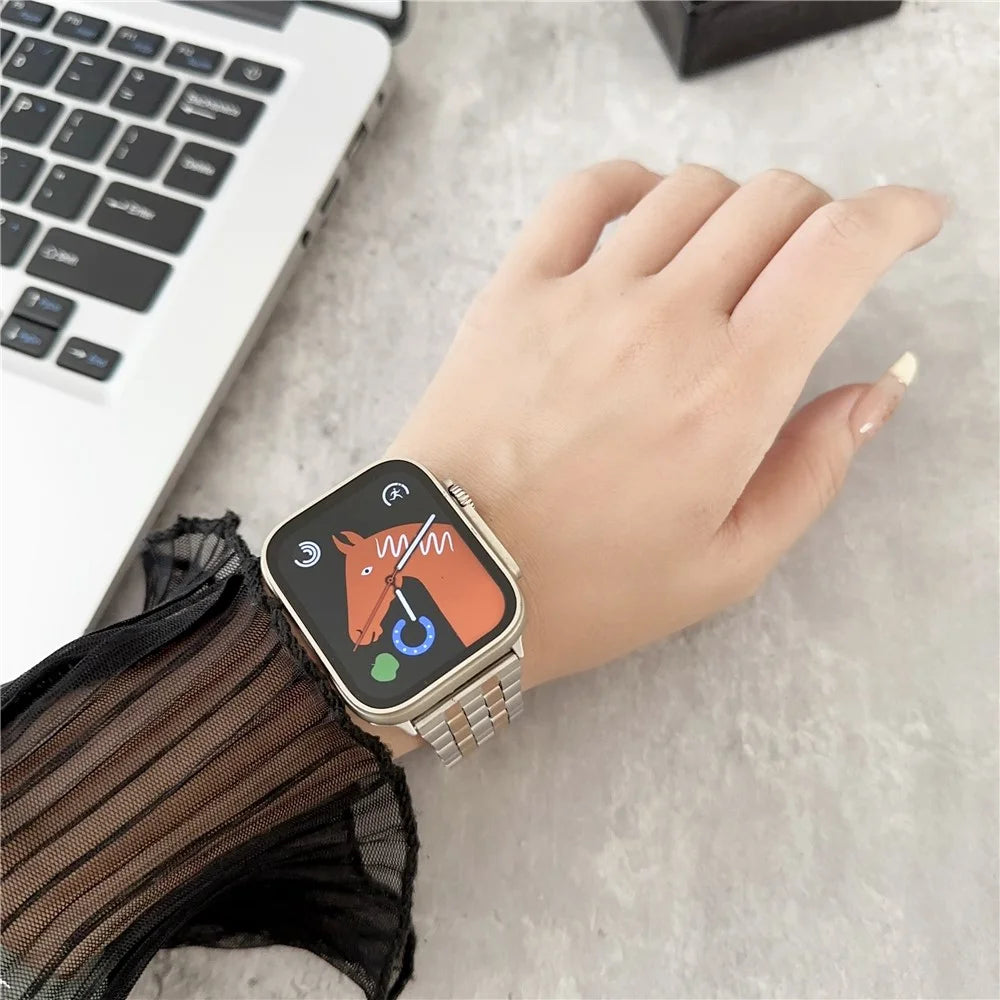 For Apple Watch Ultra 3 2 1 49mm / Series 11 10 46mm / 9 8 7 45mm / SE3 SE2 SE 6 5 4 44mm / 3 2 1 42mm Stainless Steel Strap - Black - 3