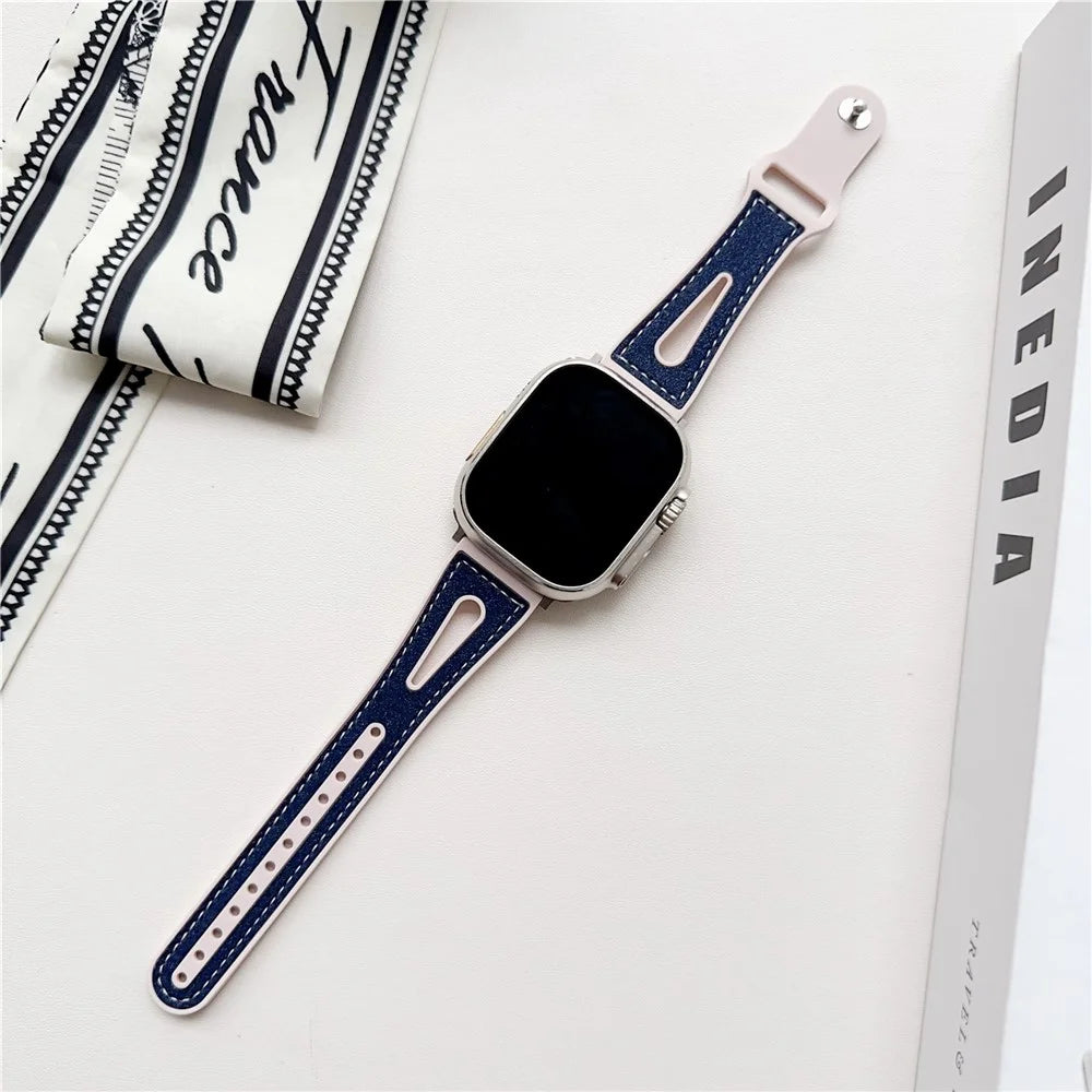 For Apple Watch Ultra 3 2 1 49mm / Series 11 10 46mm / 9 8 7 45mm / SE3 SE2 SE 6 5 4 44mm / 3 2 1 42mm Glitter Watch Strap - Navy Blue - 1