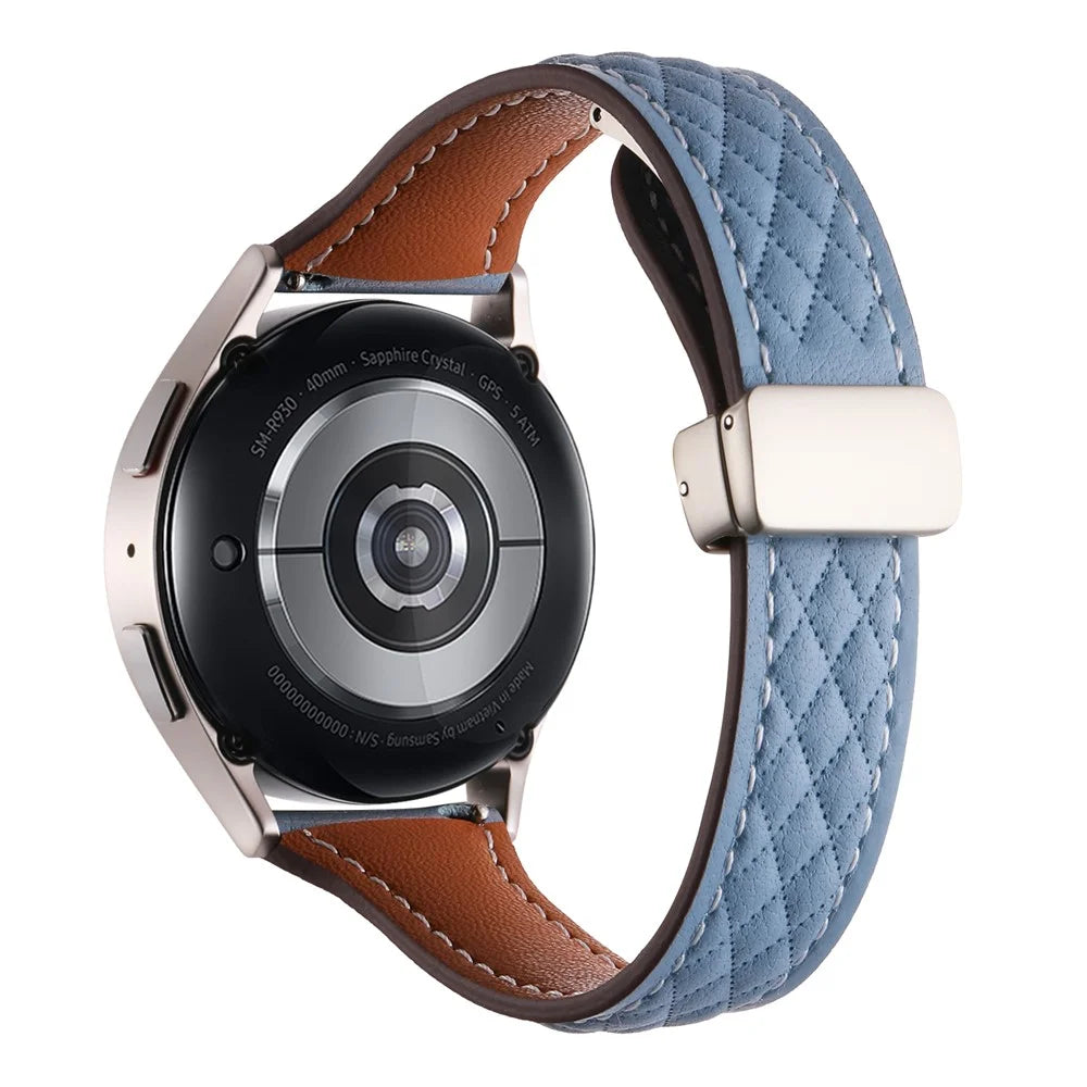 For Samsung Galaxy Watch3 45mm / Huawei Watch GT 4 46mm Watch Band 22mm Genuine Cow Leather Strap - Blue - 1