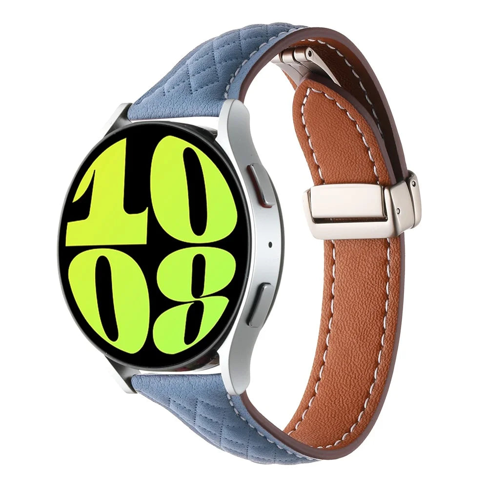 For Samsung Galaxy Watch3 45mm / Huawei Watch GT 4 46mm Watch Band 22mm Genuine Cow Leather Strap - Blue - 2
