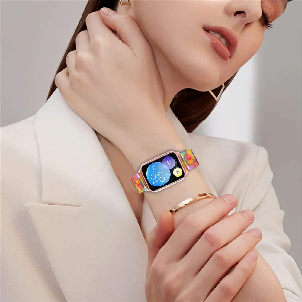 For Xiaomi Smart Band 10 Pro / 9 Pro / 8 Pro / Redmi Watch 6 / 5 / 4 Smart Watch D-Shape Strap Resin Bracelet Watchband Replacement - Rainbow - 4