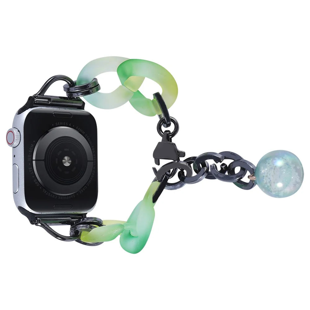 For Apple Watch Series 11 10 42mm / 9 8 7 41mm / SE3 SE2 SE 6 5 4 40mm / 3 2 1 38mm Strap Slim Resin Bracelet - Green - 1