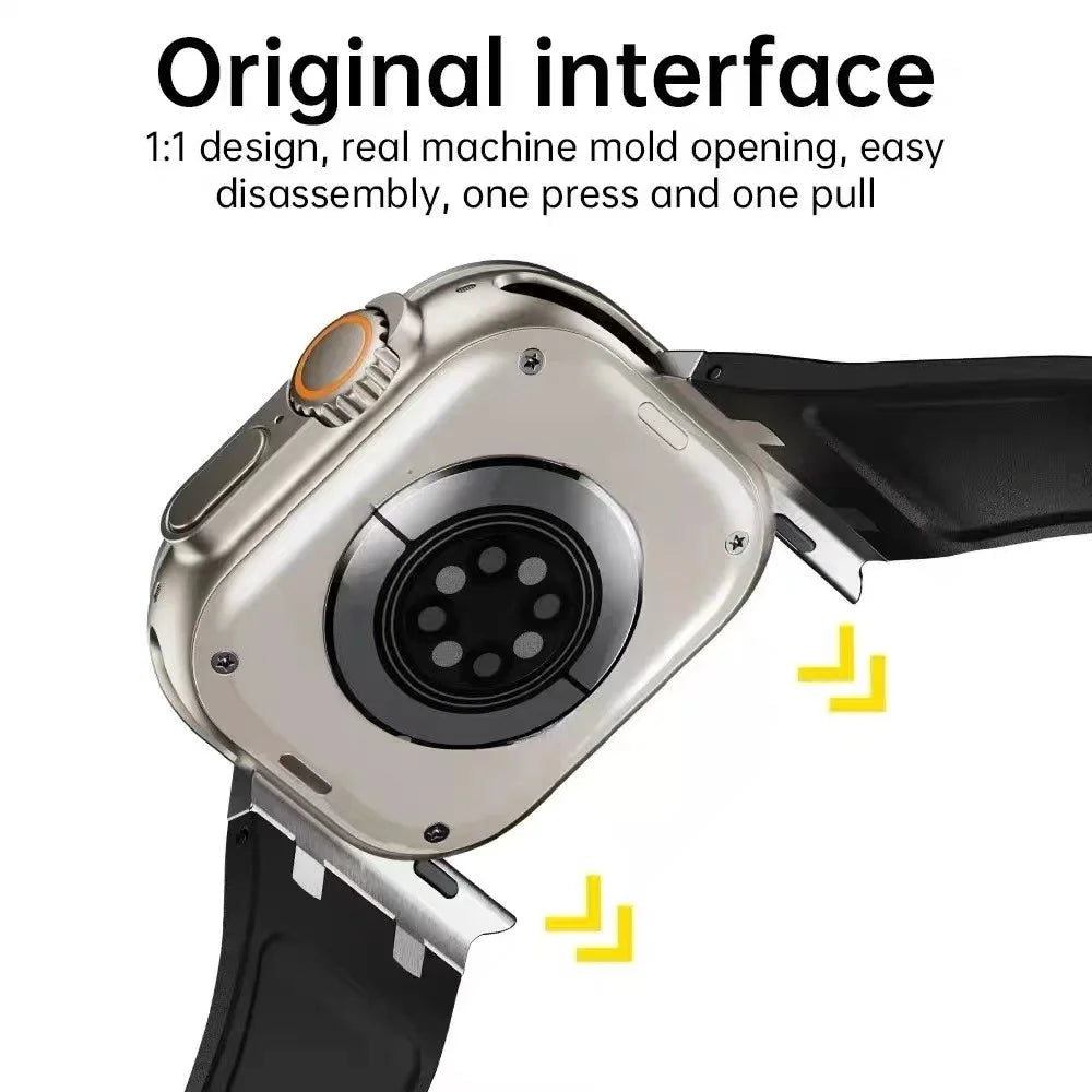 For Apple Watch Series 11 10 42mm / 9 8 7 41mm / SE3 SE2 SE 6 5 4 40mm / 3 2 1 38mm Silicone Band Butterfly Buckle Watch Strap - Black - 4