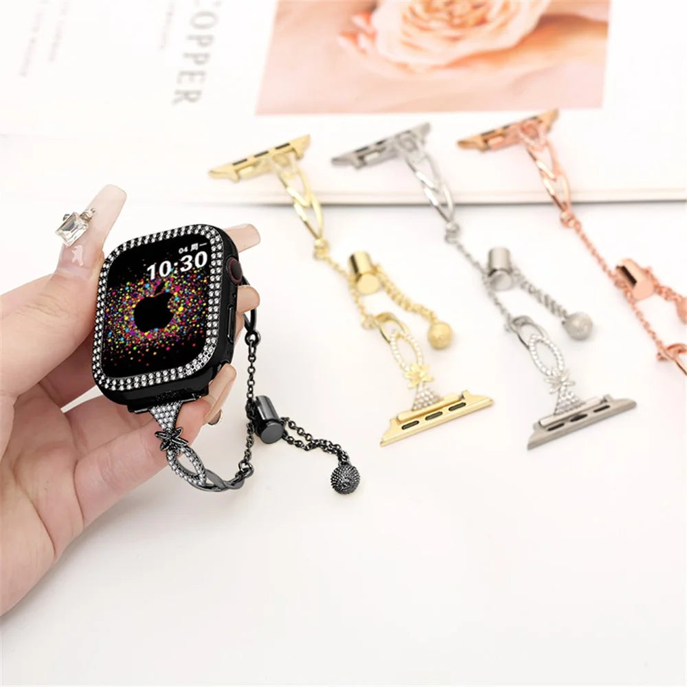 Copper Bracelet for Apple Watch Ultra 3 2 1 49mm / Series 11 10 46mm / 9 8 7 45mm / SE3 SE2 SE 6 5 4 44mm / 3 2 1 42mm Replacement Watch Band - Black - 5