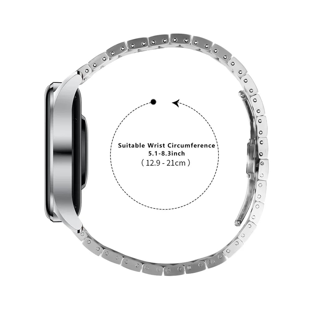 For Garmin Vivoactive 4 Smart Watch Strap Stainless Steel Watch Band with Butterfly Buckle - Silver - 7