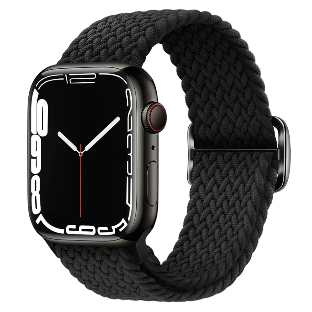 KALEBOL Watch Band For Apple Watch Series 11 10 42mm / 9 8 7 41mm / SE3 SE2 SE 6 5 4 40mm / 3 2 1 38mm Nylon Strap - Black - 2