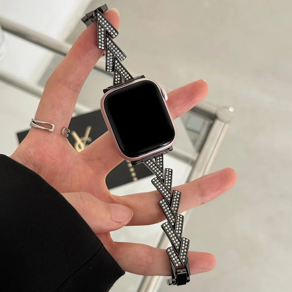 Strap For Apple Watch Series 11 10 42mm / 9 8 7 41mm / SE3 SE2 SE 6 5 4 40mm / 3 2 1 38mm Zinc Alloy Watch Band - Black - 1