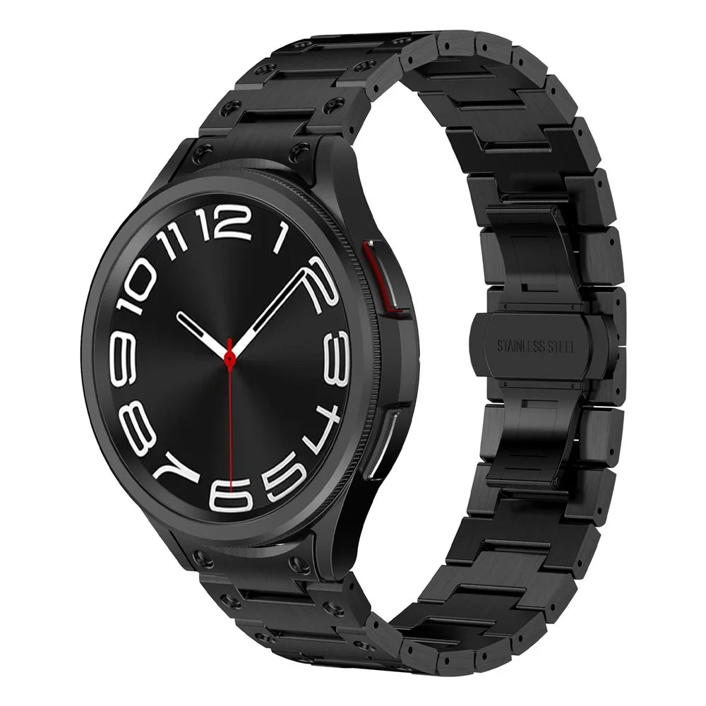 For Samsung Galaxy Watch FE 40mm / Watch6 / Watch6 Classic / Watch 5 Watchband Stainless Steel Watch Strap Replacement - Black - 2