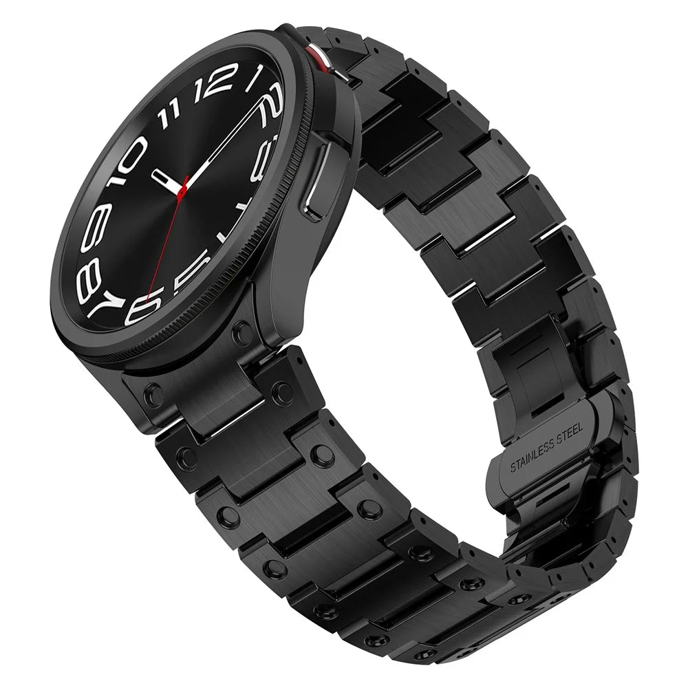 For Samsung Galaxy Watch FE 40mm / Watch6 / Watch6 Classic / Watch 5 Watchband Stainless Steel Watch Strap Replacement - Black - 6