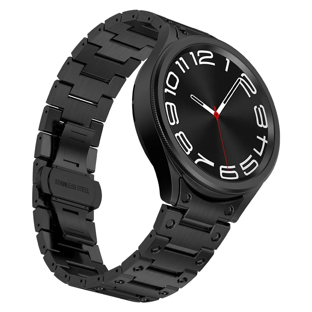For Samsung Galaxy Watch FE 40mm / Watch6 / Watch6 Classic / Watch 5 Watchband Stainless Steel Watch Strap Replacement - Black - 7