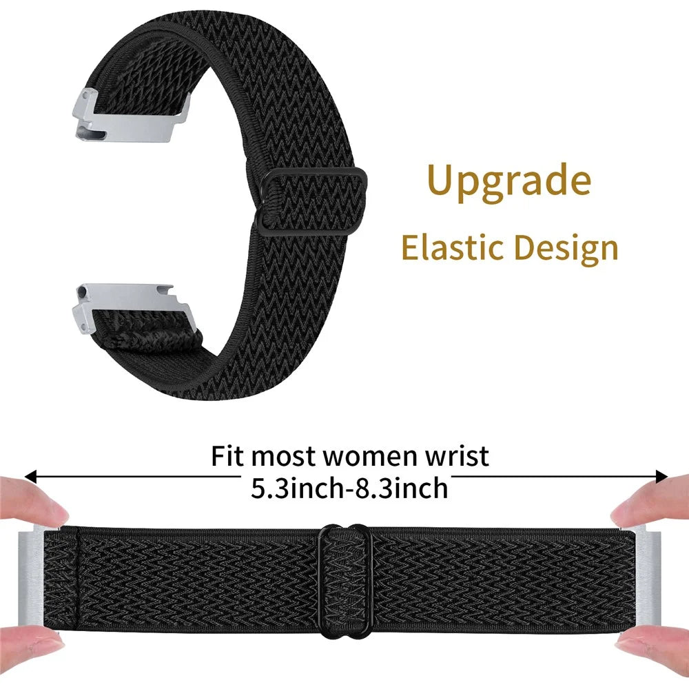 For Gabb Watch 3 Woven Elastic Replacement Strap Adjustable Wrist Band - Black - 3