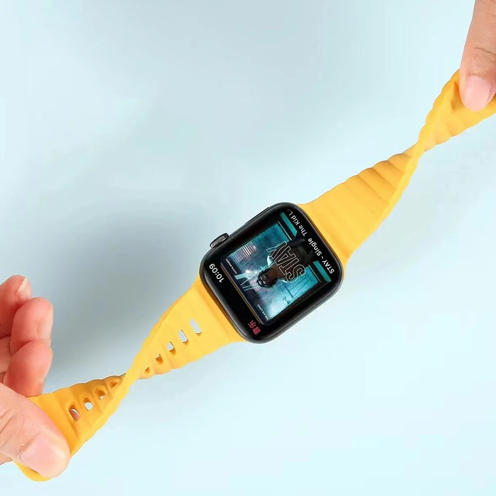 Strap For Apple Watch Series 11 10 42mm / 9 8 7 41mm / SE3 SE2 SE 6 5 4 40mm / 3 2 1 38mm Silicone Replacemnet Band - Black - 3