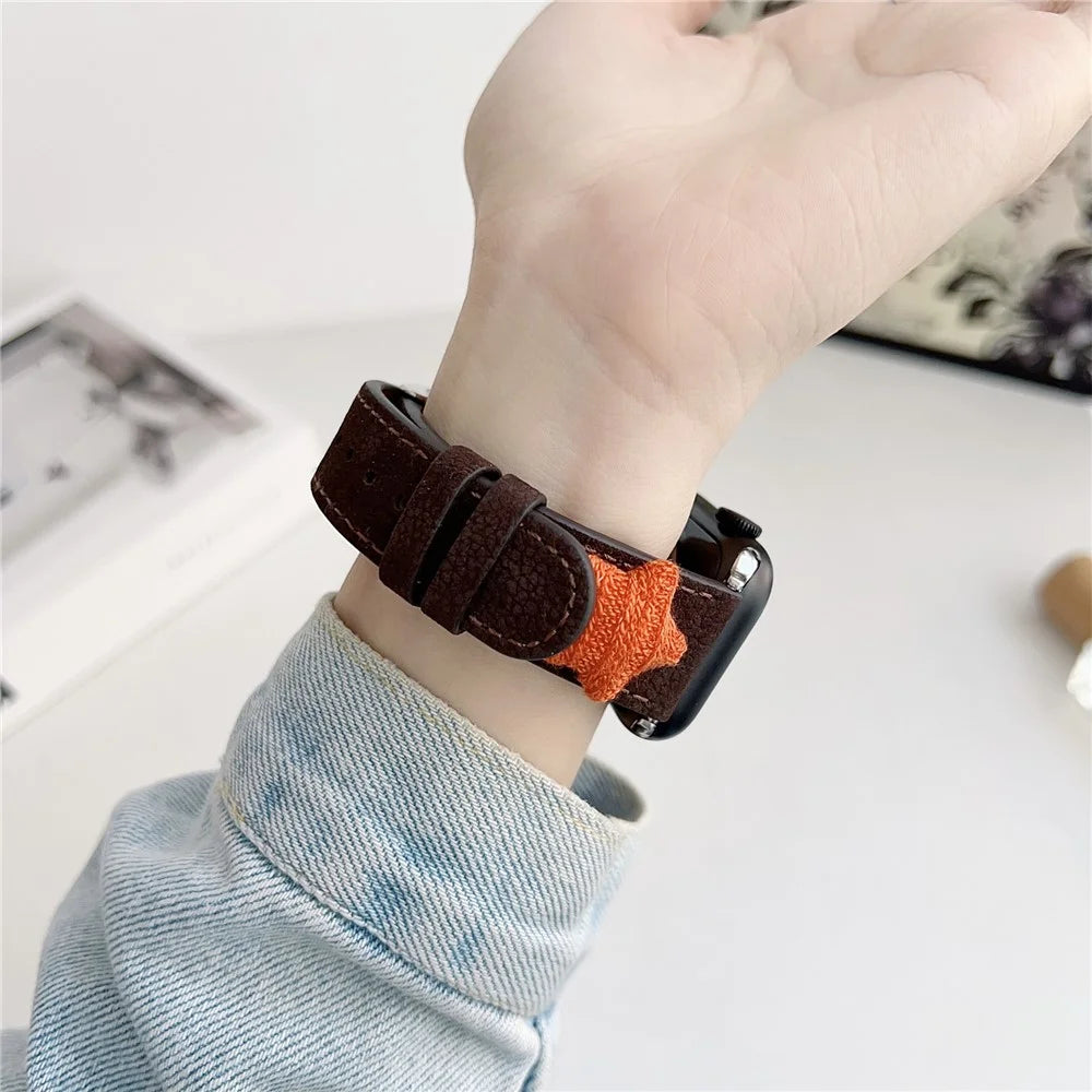 For Apple Watch Ultra 3 2 1 49mm / Series 11 10 46mm / 9 8 7 45mm / SE3 SE2 SE 6 5 4 44mm / 3 2 1 42mm Strap Genuine Cow Leather Band - Dark Brown - 5