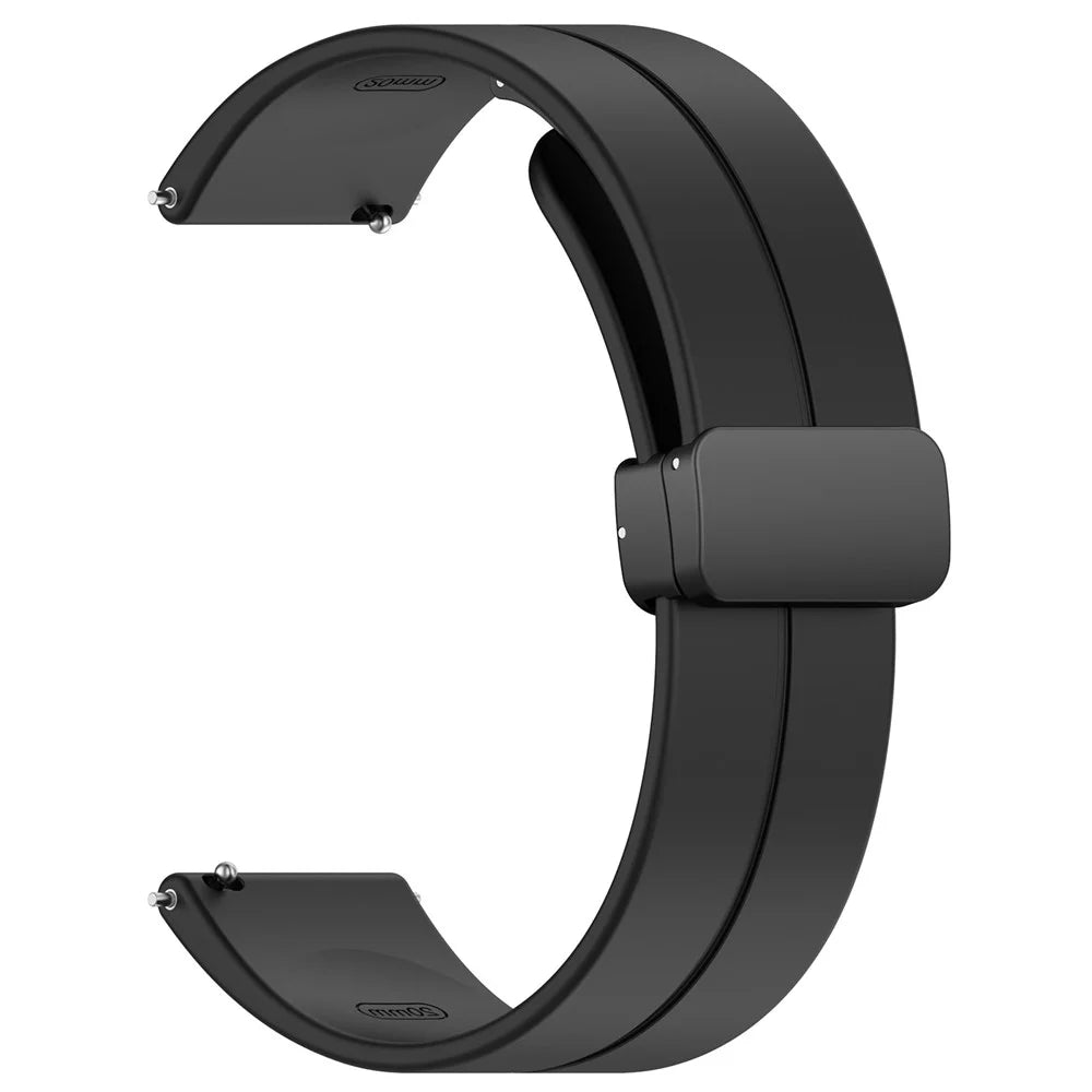 For Huawei / Samsung Universal 22mm Smartwatch Strap Magnetic Folding Buckle Silicone Band - Black - 2