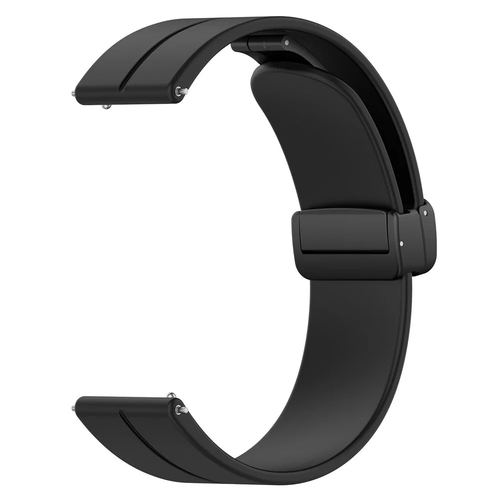 For Huawei Watch GT 4 41mm / OnePlus Watch 3 43mm / Garmin Venu 3S 18mm Watch Band Silicone Watch Strap with Folding Buckle - Black - 4