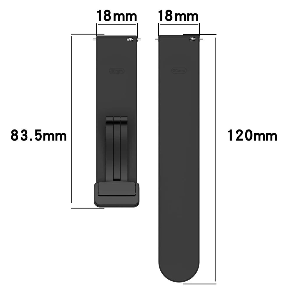 For Huawei Watch GT 4 41mm / OnePlus Watch 3 43mm / Garmin Venu 3S 18mm Watch Band Silicone Watch Strap with Folding Buckle - Black - 7