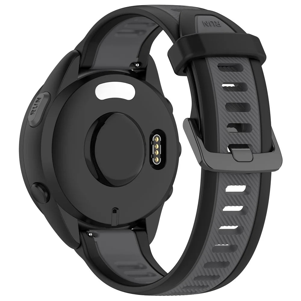 For Huawei Watch GT 4 46mm / Samsung Gear S3 Classic 22mm Wrist Strap Dual-Color Textured Silicone Watchband - Black+Dark Grey - 1