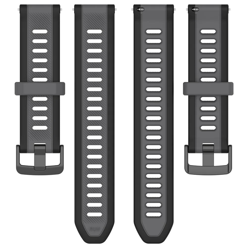For Huawei Watch GT 4 46mm / Samsung Gear S3 Classic 22mm Wrist Strap Dual-Color Textured Silicone Watchband - Black+Dark Grey - 5