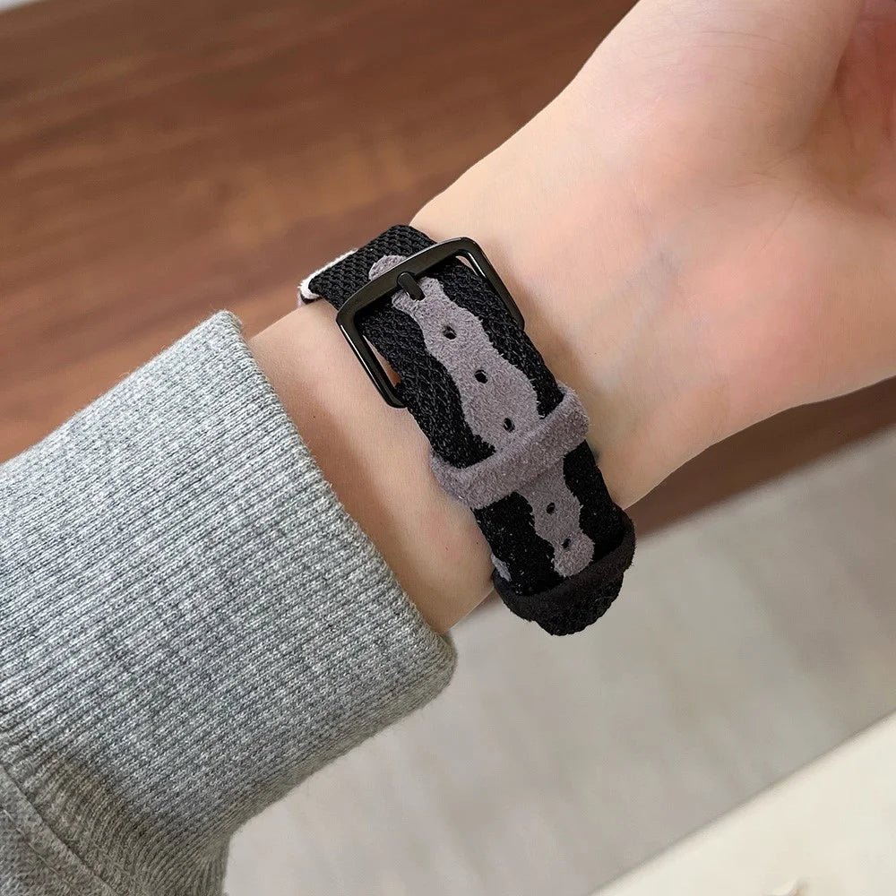 For Apple Watch Series 11 10 42mm / 9 8 7 41mm / SE3 SE2 SE 6 5 4 40mm / 3 2 1 38mm Mesh+Leather Band - Grey+Black (Black Buckle) - 5