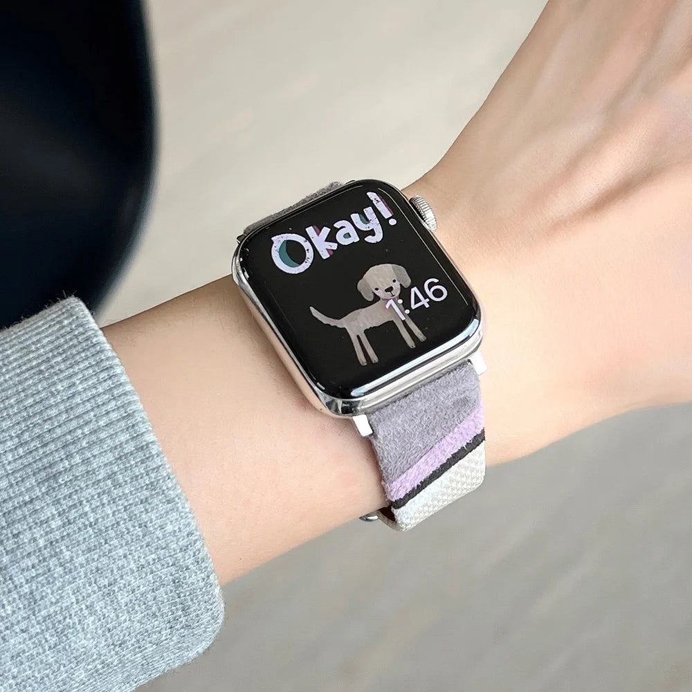 For Apple Watch Series 11 10 42mm / 9 8 7 41mm / SE3 SE2 SE 6 5 4 40mm / 3 2 1 38mm Mesh+Leather Band - Grey+Black (Black Buckle) - 6