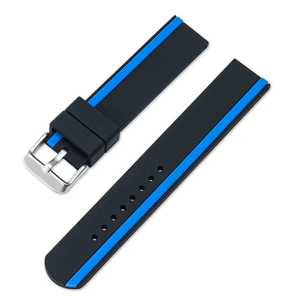 For Xiaomi Watch 2 / Huawei Watch 4 Pro Replacement Wrist Band 22mm Soft Silicone Strap with Dual Color - Black+Blue - 2