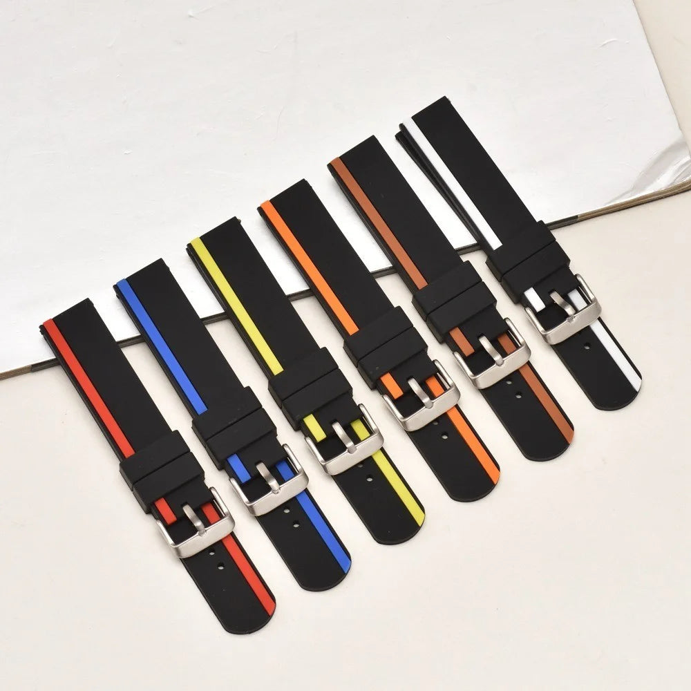 For Xiaomi Watch 2 / Huawei Watch 4 Pro Replacement Wrist Band 22mm Soft Silicone Strap with Dual Color - Black+Blue - 5