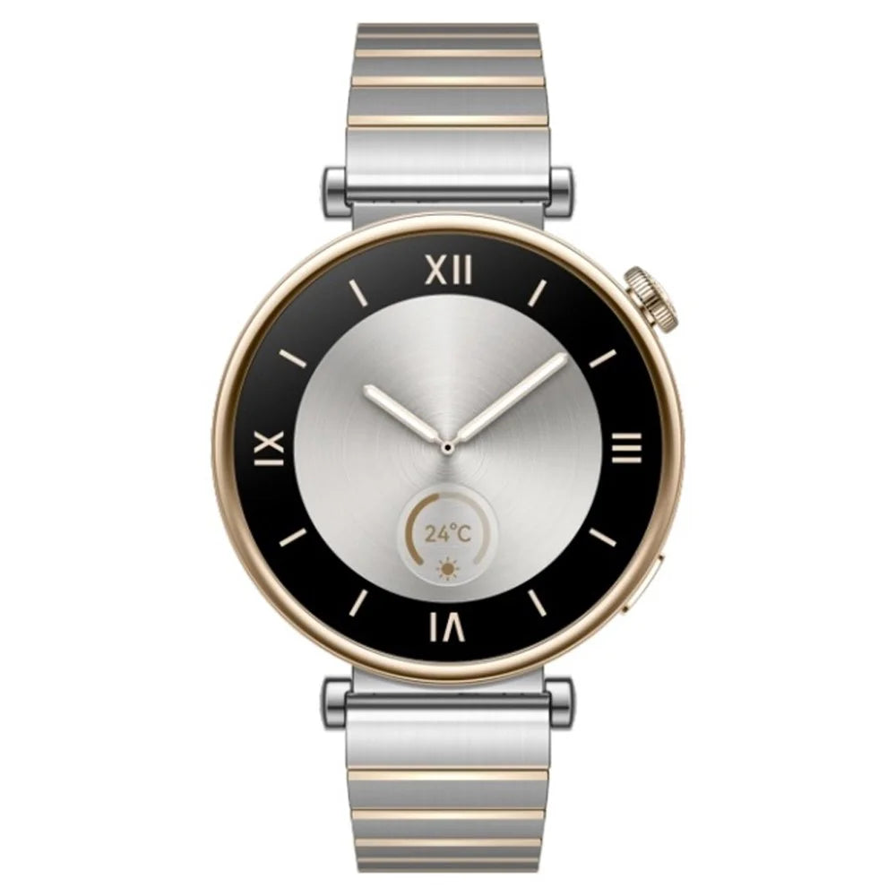 Watch Strap for Huawei Watch GT 4 41mm / Garmin Venu 3S / 2S Stainless Steel 18mm Universal Replacement Wrist Band - Silver+Gold - 3