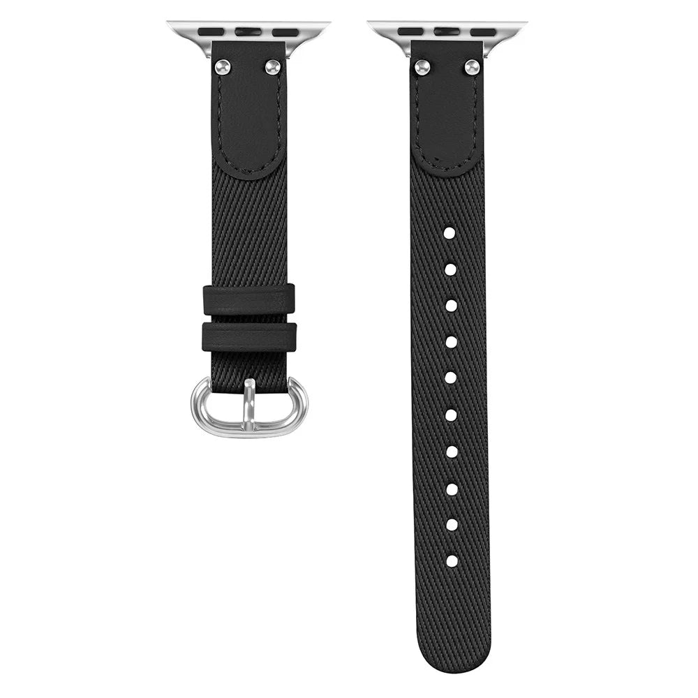 Nylon Braided Strap for Apple Watch Ultra 3 2 1 49mm / Series 11 10 46mm / 9 8 7 45mm / SE3 SE2 SE 6 5 4 44mm / 3 2 1 42mm Wrist Band - Black - 3