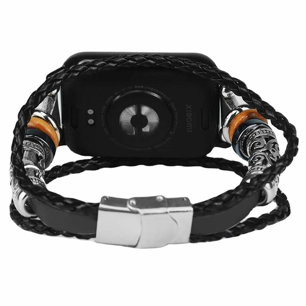 For Huawei Watch Fit 3 Wrist Band Vintage Ethnic Leather Watch Bracelet - Black - 2