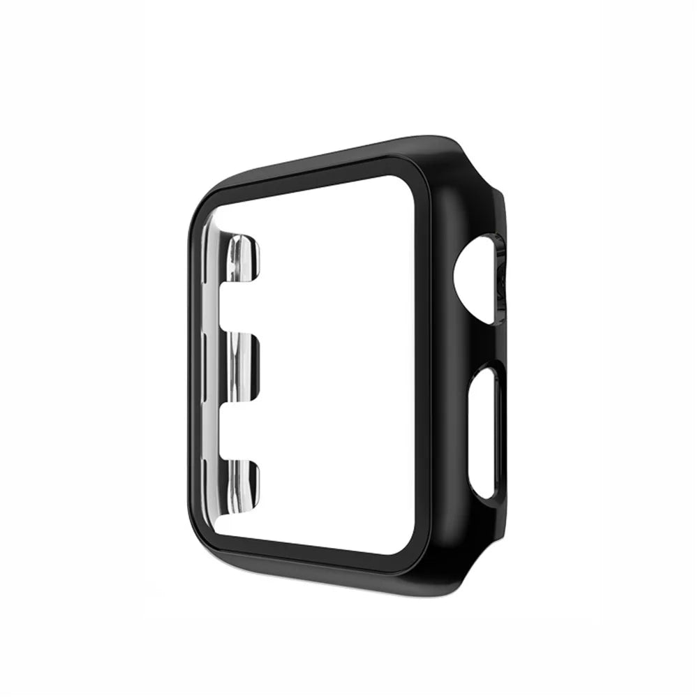 Plating Frame PC + Tempered Glass Watch Shell for Apple Watch SE / SE (2022) / Series 6 / 5 / 4 44mm - Black - 2