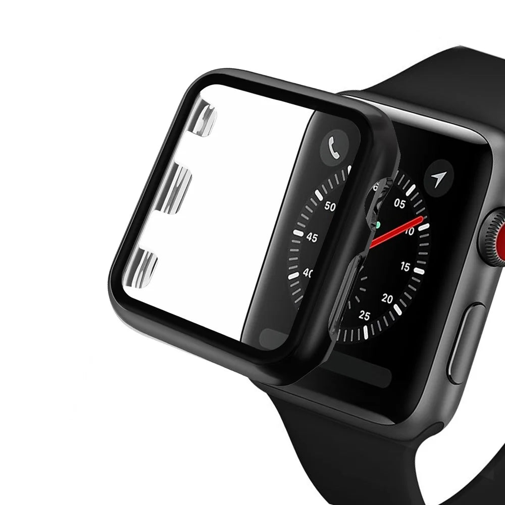 Plating Frame PC + Tempered Glass Watch Shell for Apple Watch SE / SE (2022) / Series 6 / 5 / 4 44mm - Black - 3