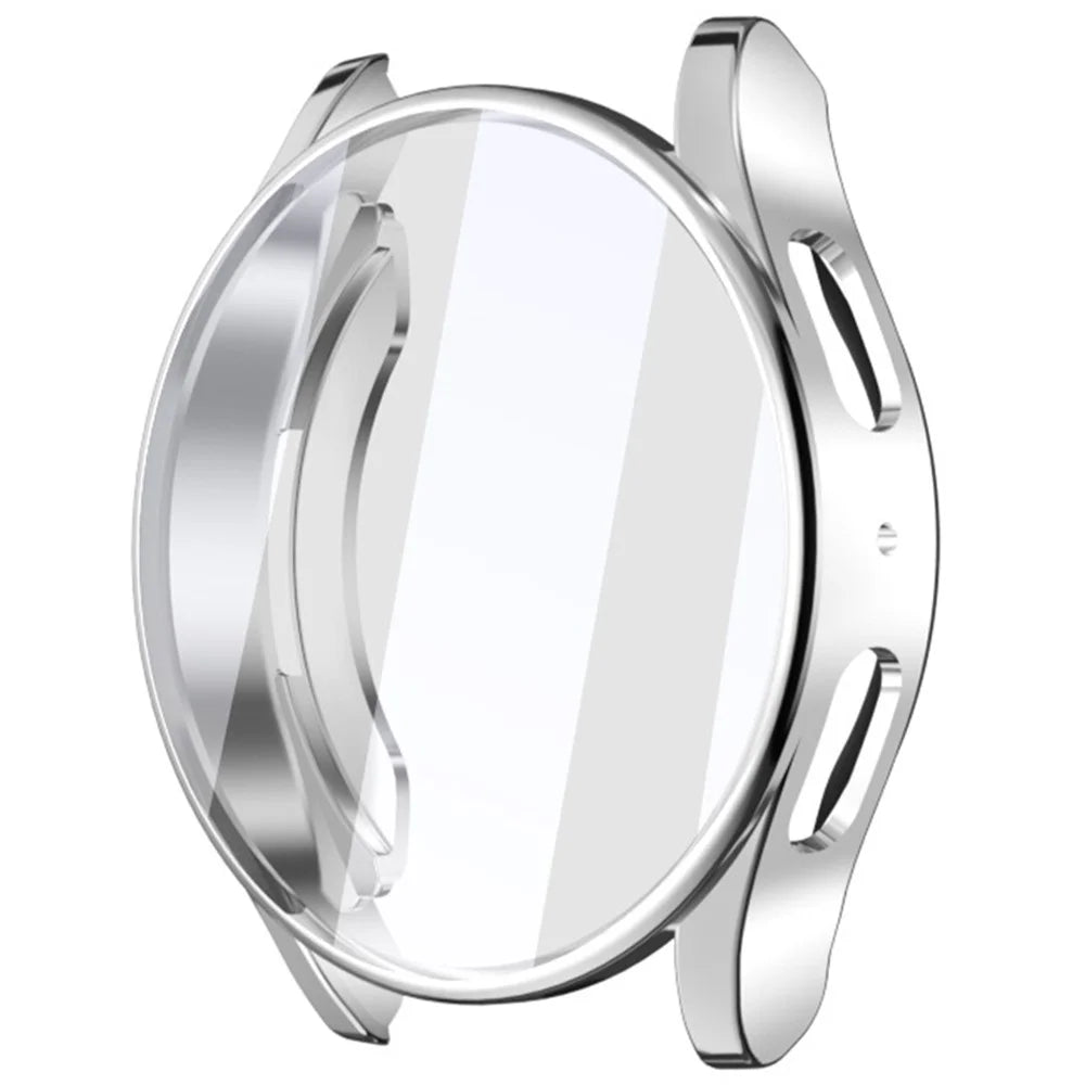 For Samsung Galaxy Watch7 44mm Case Full Guard Soft TPU Watch Protector Built-In Screen Cover - Silver - 1