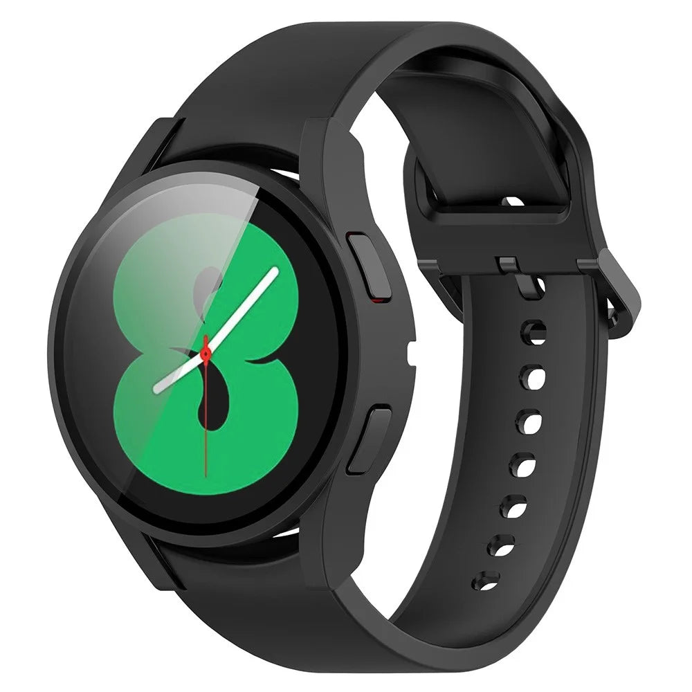 For Samsung Galaxy Watch FE / Watch4 40mm Case PC Watch Cover with Tempered Glass Screen Protector - Black - 2