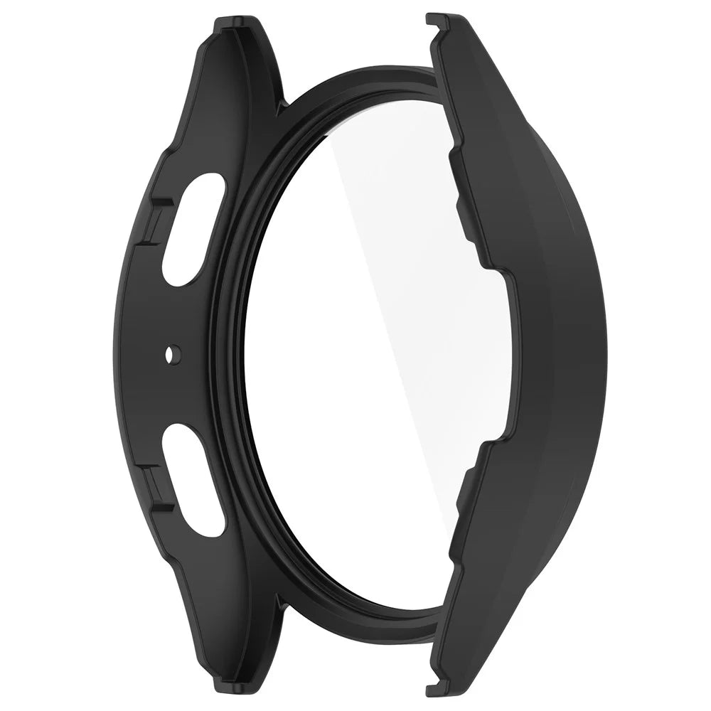 For Samsung Galaxy Watch7 44mm PC Watch Case Anti-Scratch Cover with Tempered Glass Film - Pink - Black - 5