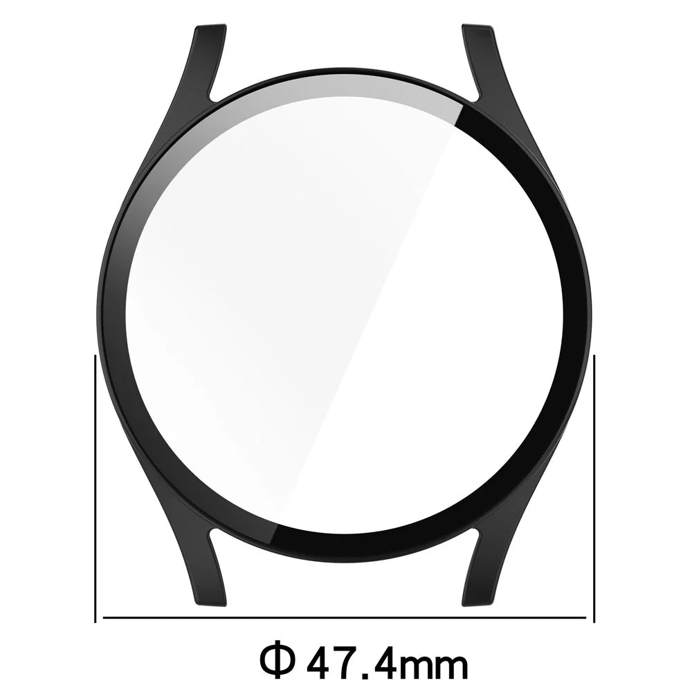 For Samsung Galaxy Watch7 44mm PC Watch Case Anti-Scratch Cover with Tempered Glass Film - Pink - Black - 7