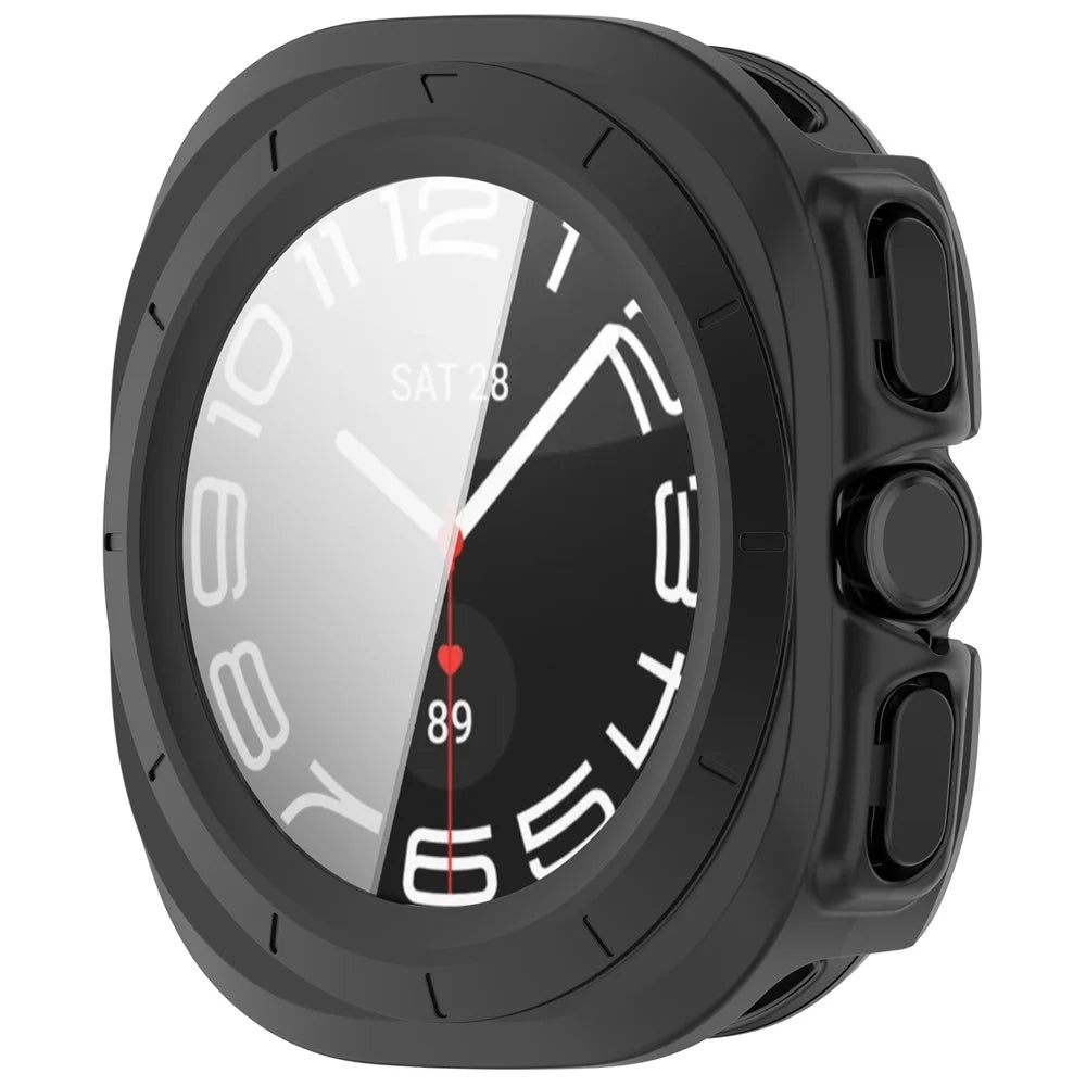 For Samsung Galaxy Watch Ultra (2025) 47mm / Ultra 47mm Watch Case Tempered Glass Screen Protector Hard PC Cover - Matte Black - 2