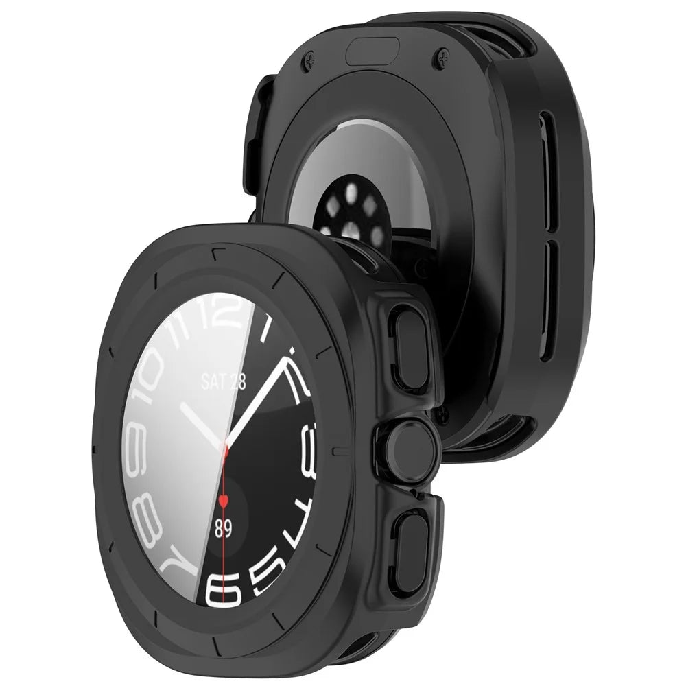 For Samsung Galaxy Watch Ultra (2025) 47mm / Ultra 47mm Watch Case Tempered Glass Screen Protector Hard PC Cover - Matte Black - 3