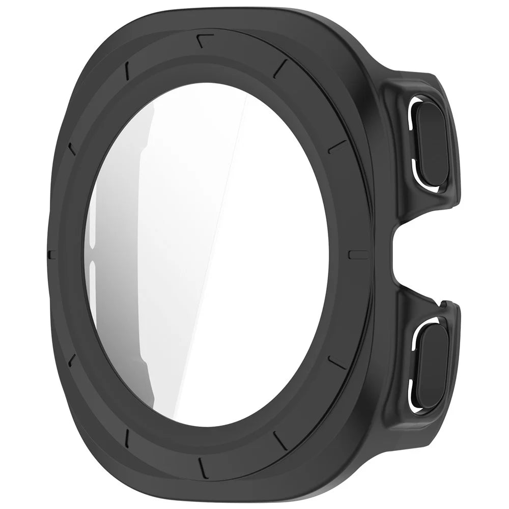 For Samsung Galaxy Watch Ultra (2025) 47mm / Ultra 47mm Watch Case Tempered Glass Screen Protector Hard PC Cover - Matte Black - 4