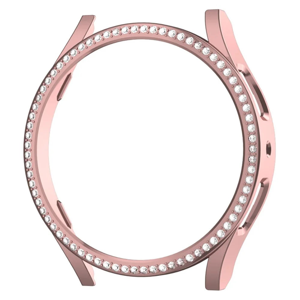 For Samsung Galaxy Watch7 40mm PC Watch Case Rhinestone Decor Hollow-Out Cover - Pink - 2