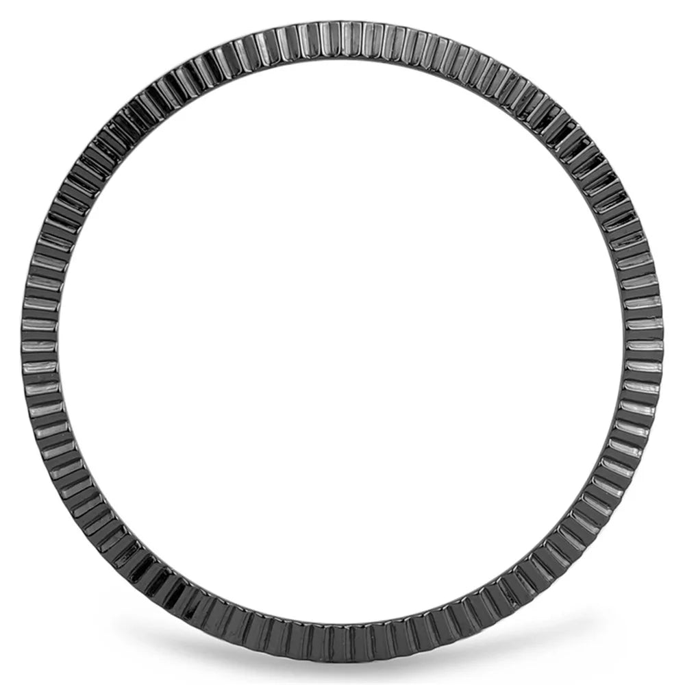 For Samsung Galaxy Watch6 Classic 47mm Bezel Ring Zinc Alloy Wave Pattern Bezel Adhesive Frame Cover - Black - 2