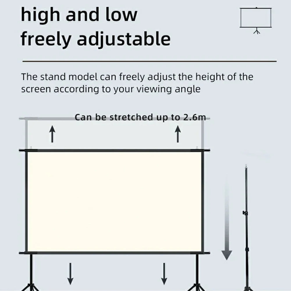 100 Inch Projector Screen 16:9 High Brightness Foldable White Grid Anti Light Curtain with Tripod Kit - 6