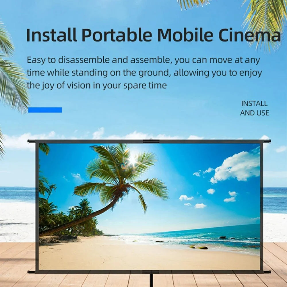 100 Inch Grey Projector Screen 16:9 Anti-Light Curtain HD 4K Projection Screen with Tripod - 2