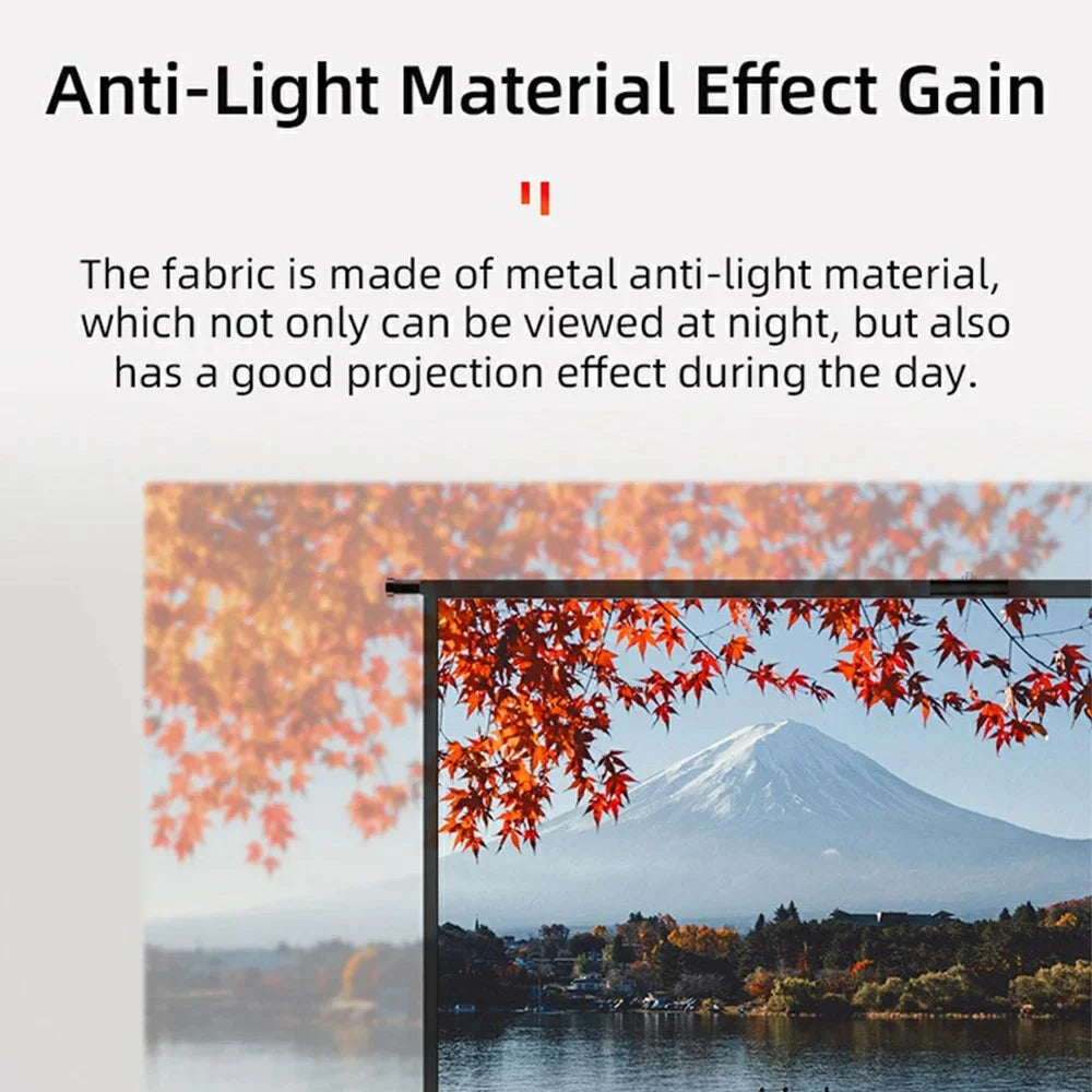120 Inch Grey Projector Screen 16:9 Anti-Light Curtain HD 4K Projection Screen with Tripod - 6